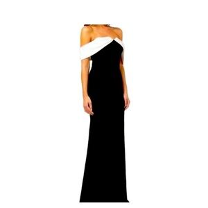 Calvin Klein Black Evening Gown with White Rim
